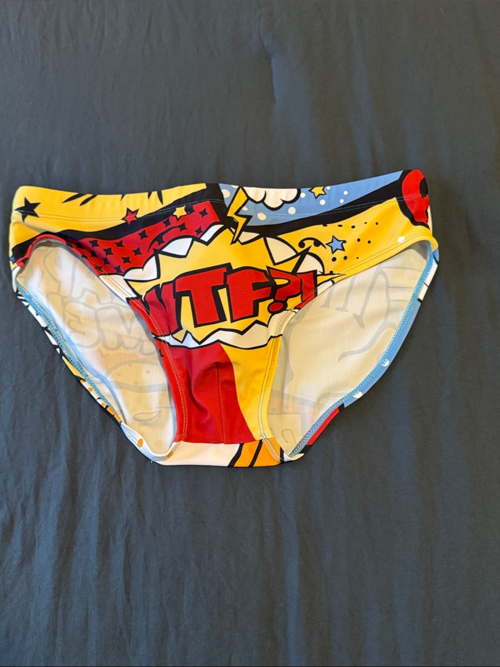 Comic Pop Art Bikini Bottoms in Bright Yellow & Red, Large (but runs small)